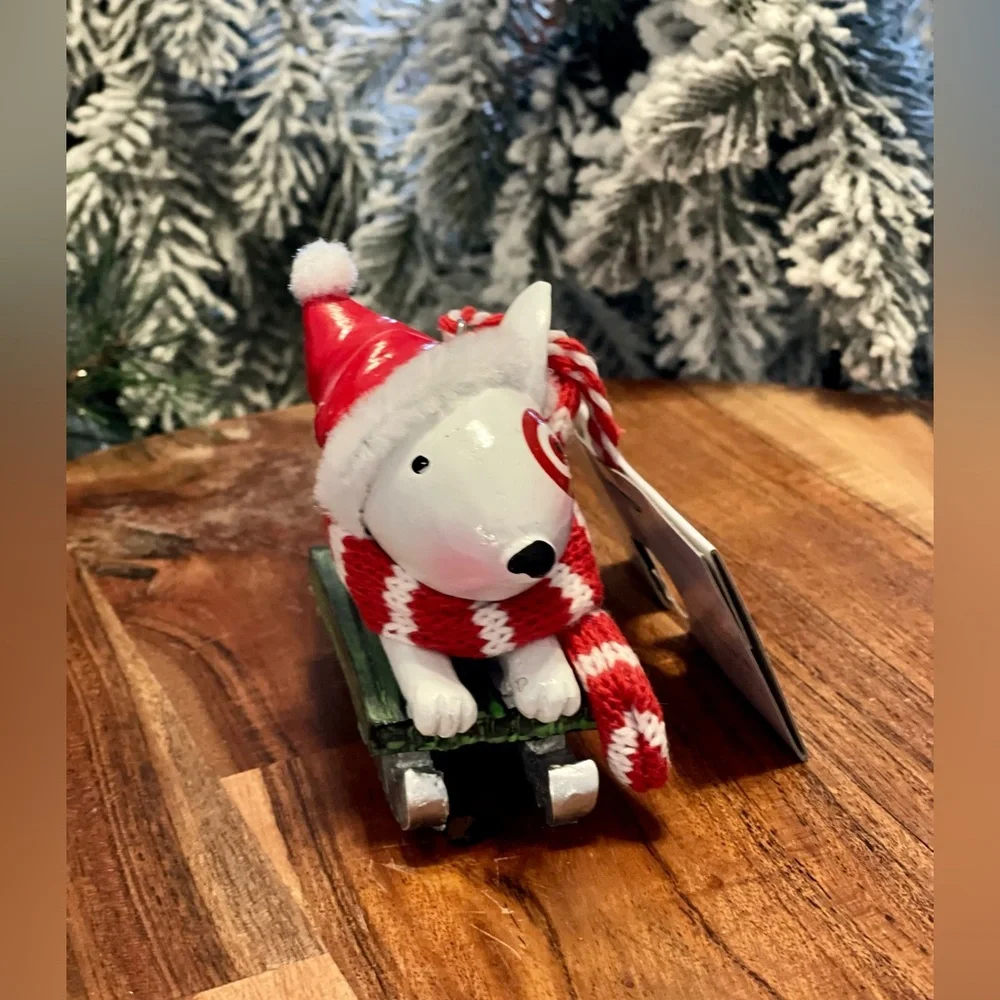 Target BULLSEYE Dog Ornament 2022 Sledding Dog Mascot Wondershop NWT